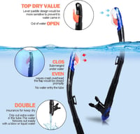 Pano 3 ablakos búvármaszk és légzőcső szett felnőtteknek, kék - Párásodásgátló profi snorkel felszerelés 3