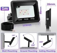 Tubiaz 20W RGB LED reflektor szett, távirányítós, vízálló, kültéri, 4 darabos 7