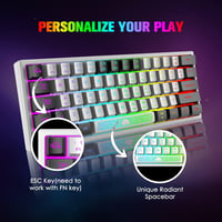 Redragon Mini 60% RGB Gamer Billentyűzet, Fehér-Fekete, 62 Gombos, PC/Mac 5