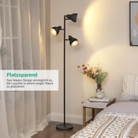 EDISHINE Állólámpa 163 cm - 3 Izzós Fekete Vintage Padlólámpa Forgatható Fejekkel, Egyedi Kapcsolókkal Nappaliba, Hálószobába, Irodába 9