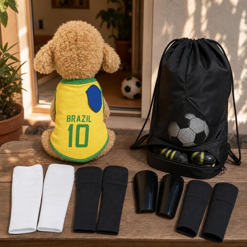 Futbalový set na zápas: dres L + 2 páry štulpní + chrániče L + športový batoh