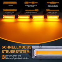 Dinfu LED Figyelmeztető Villogó Fény 40W - Narancssárga Vészjelző Lámpa 18 Üzemmóddal - Autó, Teherautó, Traktor Kiegészítő - Vízálló, Porál 4