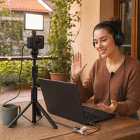 Set za videopozive: 1x kabel + 1x ring light + 1x Full HD kamera + 1x mikrofon + 1x tripod selfie štap 1