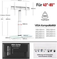 AOKCOS TV Állvány 1130 mm 43-75-85 Colos Televíziókhoz - Dönthető, Forgatható, Állítható Magasságú Univerzális Tartó, VESA 600x400mm, 50kg T 6