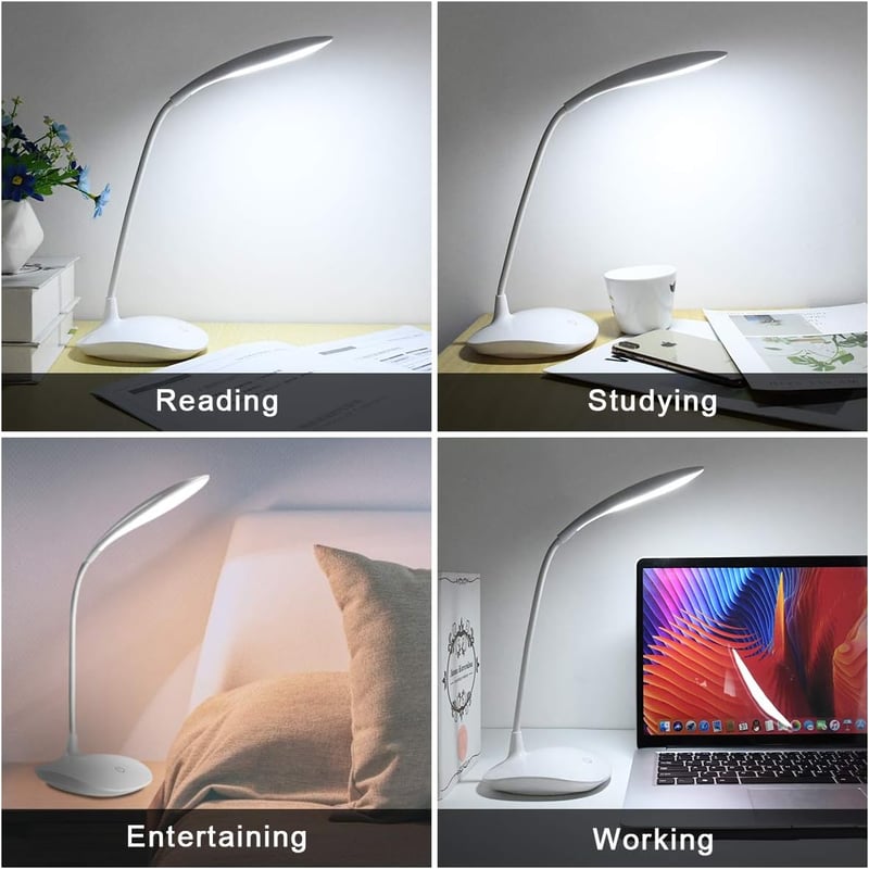 URAQT LED Asztali Lámpa 360° Forgatható 3 Fényerőszinttel - 1200 mAh Akkumulátoros Érintésvezérelt USB Olvasólámpa