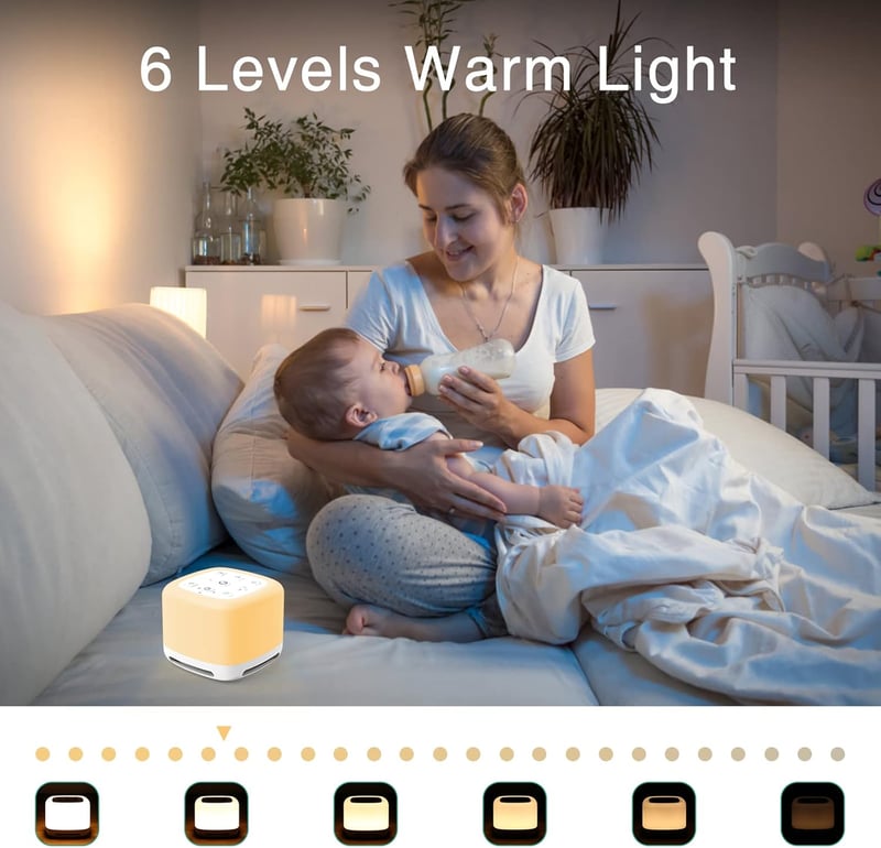 ORIA Fehérzaj Gép 40 Hanggal, Éjjeli Fénnyel és Bluetooth Hangszóróval Babáknak