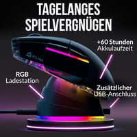KLIM Blaze X RGB Vezeték Nélküli Gamer Egér - Újratölthető, Töltőállomással, 12000 DPI, PC/PS5/PS4/Mac Kompatibilis, Fekete 6