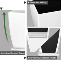 FIASON Virágcserép Szett - 53 cm Magas, 30 cm Átmérőjű Kültéri-Beltéri Növénytartó, Alátéttel és Vízelvezető Lyukakkal, 2 db Fehér Műanyag K 4