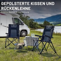 TIMBER RIDGE Összecsukható Kemping Szék 260 kg Teherbírással - 4 Pozícióba Állítható Párnázott Horgászszék Kartámasszal 5