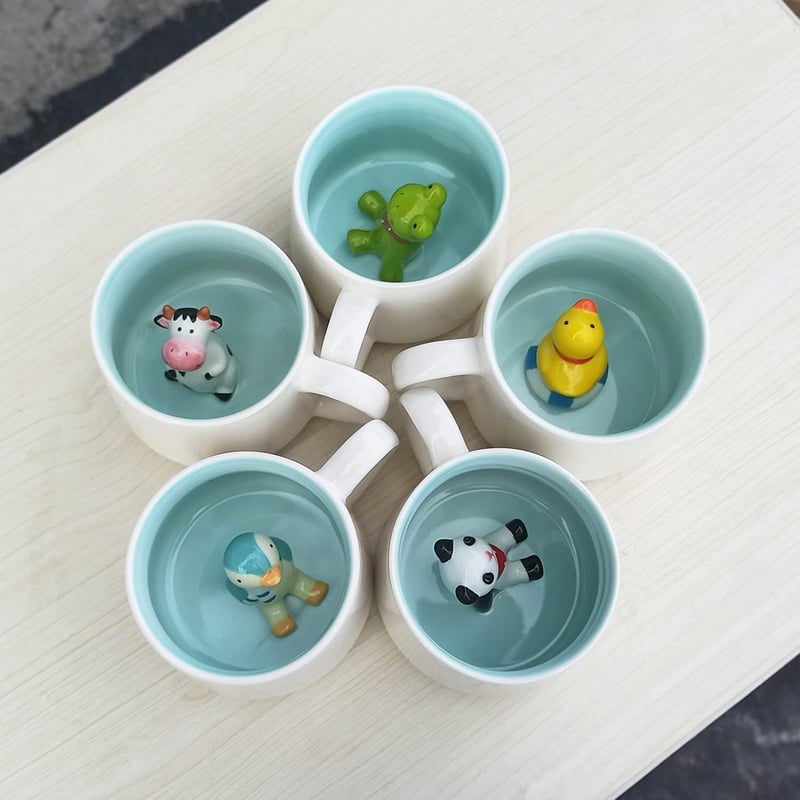 LOZACHE 3D béka alakú vicces kávésbögre 350ml, kézzel készített ajándék - Frog