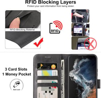 Samsung Galaxy S22 Plus 5G védőtok RFID védelemmel, 3 kártyatartóval - Fekete 3