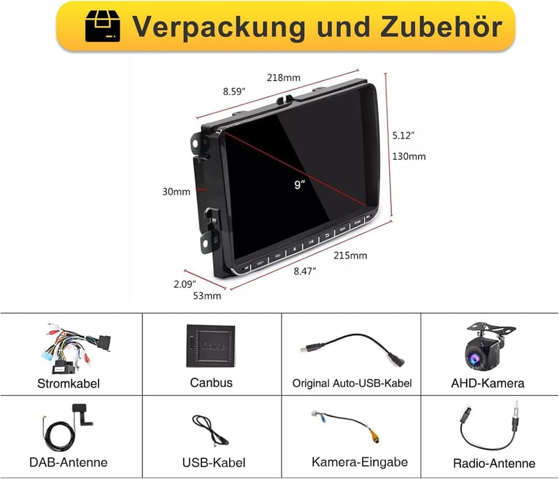 VW Golf, Passat, Polo, Tiguan 9" Android 12 autórádió GPS-szel, CarPlay-jel, 64GB
