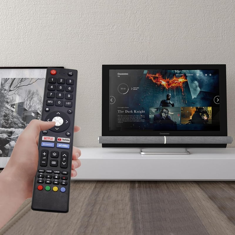 FOXRMT ODL24771HN-TAB Távirányító Changhong Chiq TV-hez - Netflix, YouTube Gyorsgombokkal - U43H7A, U55H7S Modellekhez - Fekete