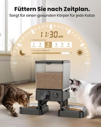 oneisall 5L Automata Kisállat Etető 2 Tállal - Macskáknak és Kutyáknak, Hangrögzítő Funkcióval, Rozsdamentes Acél Tálakkal - standard 6