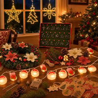 Adventi čarolija: set za vijenac + 3 LED ukrasa + lampice + 24 puzzle + 100 poklon oznaka 1