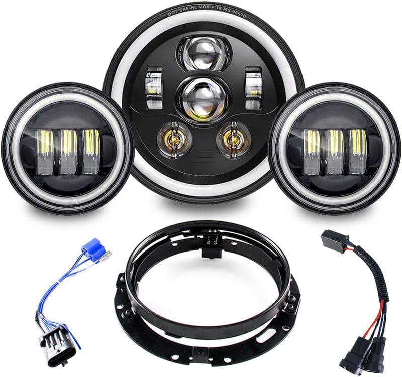 SKUNTUGUANG 7 Inch Harley Daymaker LED fényszóró + 4,5 Inch ködlámpa szett
