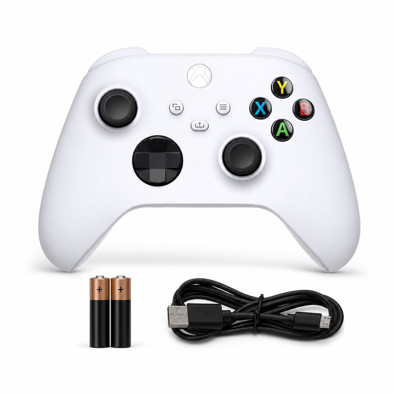 Bezdrôtový ovládač Xbox Robot White pre Xbox Series X|S — chybný, čiastočne funkčný: joystick driftuje (stav: viď 2. obrázok)