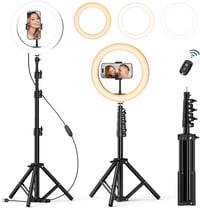 ATUMTEK 10 hüvelykes LED körfény állvánnyal és telefontartóval, Bluetooth távirányítóval, TikTok és YouTube videókhoz 1