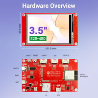 ESP32 3,5" érintőképernyős TFT LCD kijelző, 320x480 felbontású, Arduino kompatibilis 2