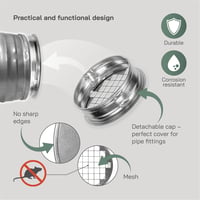 Vent Systems 100 mm Kerek Horganyzott Acél Szellőzőcső Fedél Alumínium Hálóval - Csővég Sapka Szárítóhoz, Fűtéshez, Légkondicionálóhoz - Kül 3