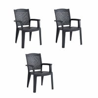 Set 3 scaune de grădină SP Berner SHAF - antracit, stivuibile, plastic reciclat rezistent la UV, pentru exterior și terasă, model Metal 1