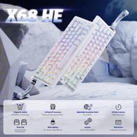 Tastatură mecanică de gaming rapidă ATTACK SHARK X68 HE 8000Hz, precizie 0.01mm, iluminare de fundal RGB, switch-uri magnetice, 60% compactă, PC/M 2