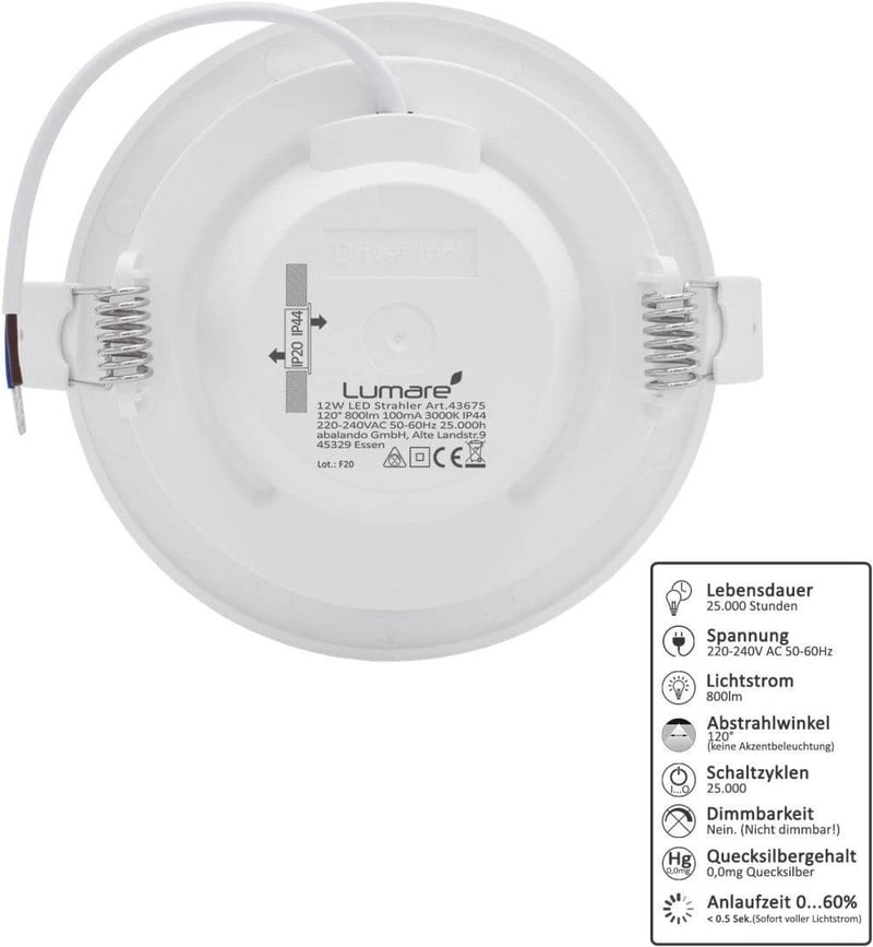 Lumare 6db Ultra Vékony LED Spotlámpa Szett 12W IP44 Nappali Fürdőszoba
