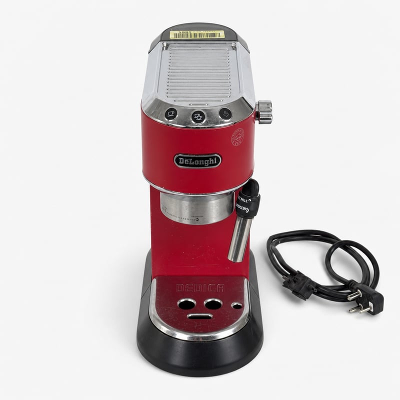 Espressor manual cu sistem de spumare a laptelui De'Longhi Dedica Style, roșu, utilizat