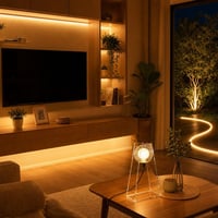 Pachet Lumină Ambientală: 4×50cm LED sub mobilă + 2m bandă neon + lampă glob + bec E27 1