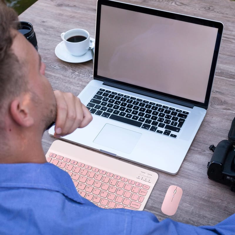 Bluetooth Vezeték Nélküli Billentyűzet és Egér Szett - Ultravékony Ergonomikus Újratölthető Kombó Tablethez, Telefonhoz, PC-hez, Mac-hez
