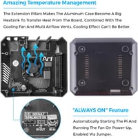 GeeekPi Argon One V2 Alumínium Ház Raspberry Pi 4-hez - Beépített Ventilátorral, Hűtőbordával és Bekapcsoló Gombbal, Retro Játékokhoz 6