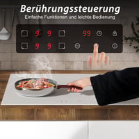 DELITEER Indukciós Főzőlap 4 Zónával, 59 cm Beépíthető, Fehér Kerámiaüveg, 3500W, 9 Teljesítményszint, Gyerekzár, Érintőgombos Vezérlés, 230 4