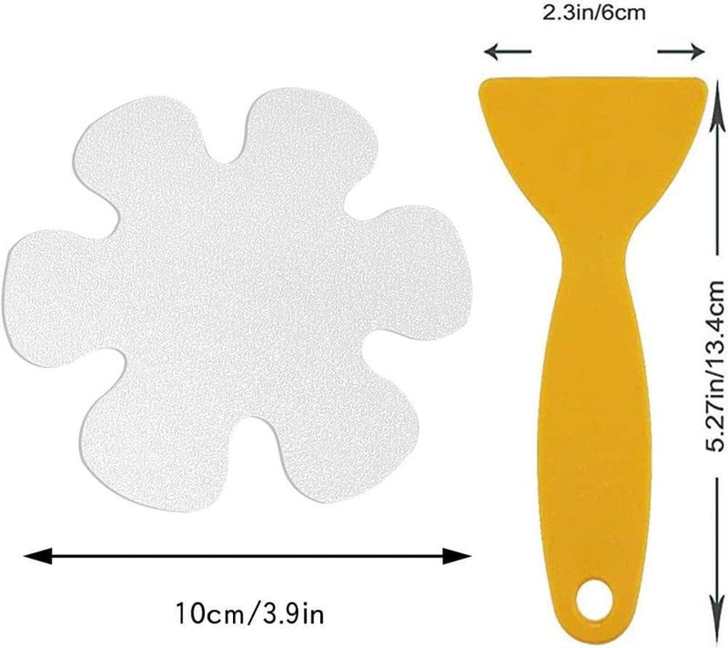Virág alakú csúszásgátló fürdőmatrica szett - 20 db átlátszó, érdes (10x10 cm)