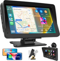 Podofo 7" Hordozható Autórádió IPS Érintőképernyővel - Vezeték Nélküli Apple CarPlay & Android Auto, Bluetooth, GPS Navigáció, FM, USB 9