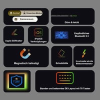 FOGARI Bluetooth Billentyűzetes Tok iPad 10.2/10.5 Készülékekhez - Német QWERTZ, Levehető, Újratölthető, 9/8/7 Generációs, Air 3, Pro 10.5 K 4