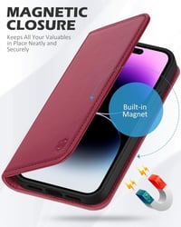 iPhone 14 Pro Max Bordó Bőr Pénztárcatartó Tok Kitámasztóval - Felújított 7