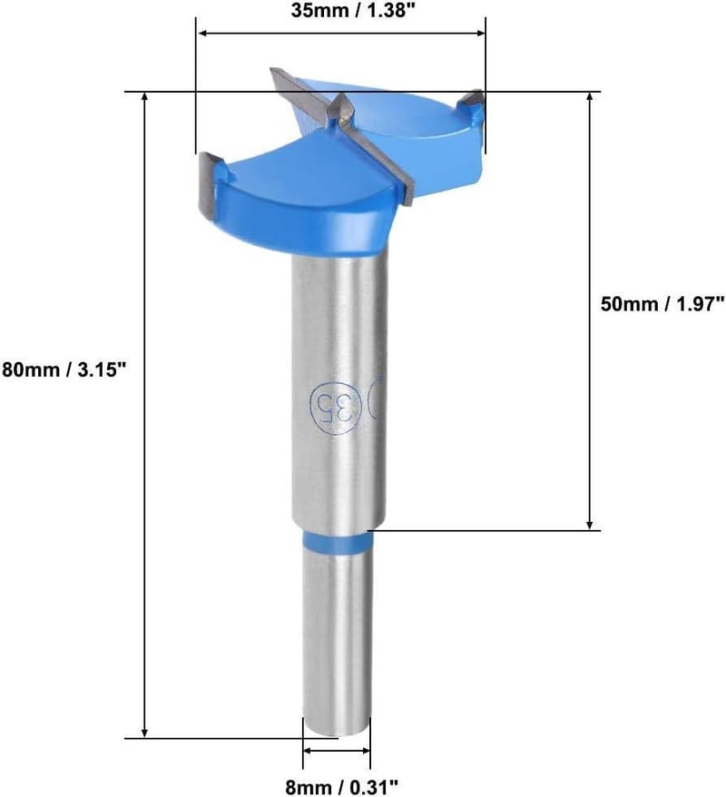 Wolfcraft 35mm-es Karbid Forstner Fúrószár 8mm-es Szárral