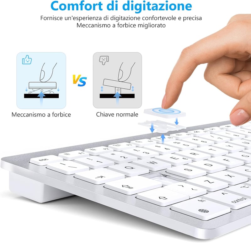 Apple MacBook kompatibilis OMOTON ezüst Bluetooth billentyűzet, QWERTY olasz kiosztással