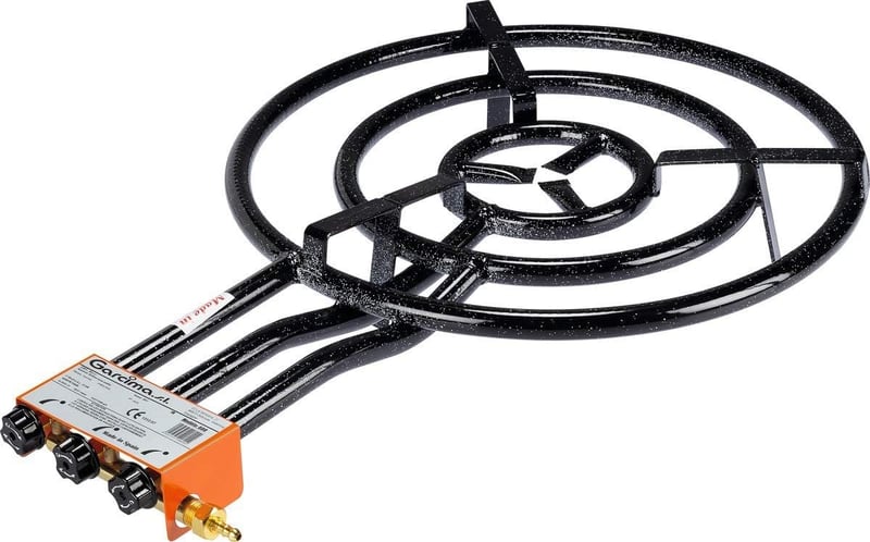 Garcima 600 mm Gázüzemű Paella Égő - Kerek Acél Gázfőző Spanyol Csatlakozással, 4,67 kg, Ideális Paellához, Palacsintához, Omlethez