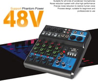 micfuns M-5 Mini DJ Keverőpult 5 Csatornás Hangkeverő Bluetooth USB MP3 Funkcióval, 48V Fantomtáp, Stúdió Felvételhez, Élő Közvetítéshez 5