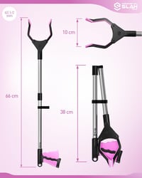 SLAH 60 cm-es rózsaszín alumínium teleszkópos felszedő csipesz időseknek és mozgáskorlátozottaknak 2