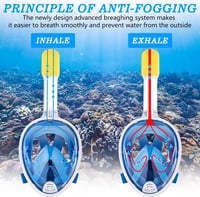 Ledeak Mască de scufundare panoramică 180° - Mască de snorkeling integrală cu suport pentru cameră, anti-ceață, mărime S/M, albastru/negru/verde, pentru adulți 4