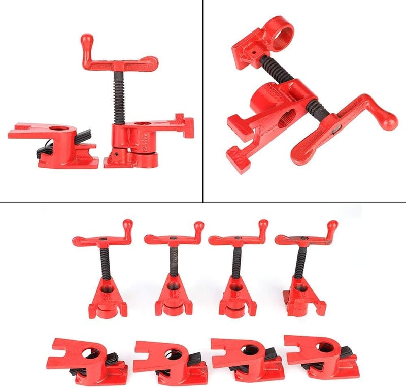 Gyors kioldású, 4 darabos asztalos csőbilincs készlet, 3/4" széles vas talppal