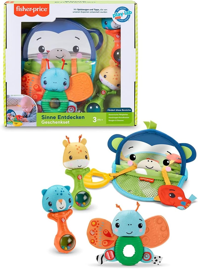 Fisher-Price Érzékfejlesztő Ajándékszett Babáknak - Készségfejlesztő Játékkészlet Állatfigurákkal 3-18 Hónapos Kortól