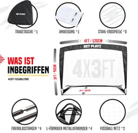 NET PLAYZ Összecsukható Focikapu Szett - 2 db Hordozható Pop-Up Futballkapu, 120 x 90 x 90 cm, Fekete, Üvegszálas Keret, Gyerekeknek és Feln 3