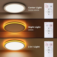 BLNAN LED Mennyezeti Lámpa 24W - Szabályozható Fényerő, 2000K Éjszakai Fény, 3000K-6500K Színhőmérséklet, Távirányítós, 33cm Kerek Fehér 6