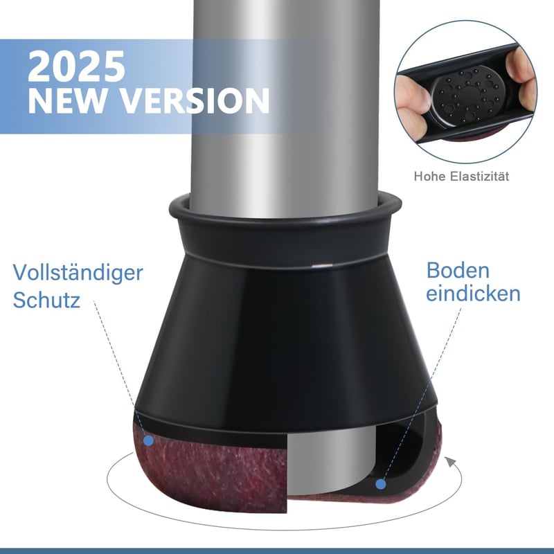 YOZON 20 db Szilikon Széklábvédő Sapka - Filc Csúsztatók Keményfa, Laminált és Csempe Padlóhoz - Fekete Kerek Bútorvédő (14-20 mm)