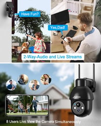 ANRAN Q3 Pro 2K HD Kültéri WiFi Biztonsági Kamera - Napelemes, Vezeték Nélküli, Spotlámpával, AI Mozgásérzékelővel, Alexa Kompatibilis, Szín 4