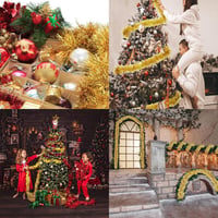 OUQIWEN 6db Fényes Karácsonyi Lametta Girland Karácsonyfa Díszítéshez 7