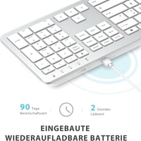 iClever Vezeték Nélküli Billentyűzet-Egér Szett - Újratölthető, QWERTZ Kiosztás, 2.4 GHz, Számgombos, PC/Laptop/Smart TV Kompatibilis, Fehér - silver 2
